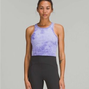 Lululemon Ebb to Street Cropped Racerback Tank Top in Marble Dye Charged Indigo